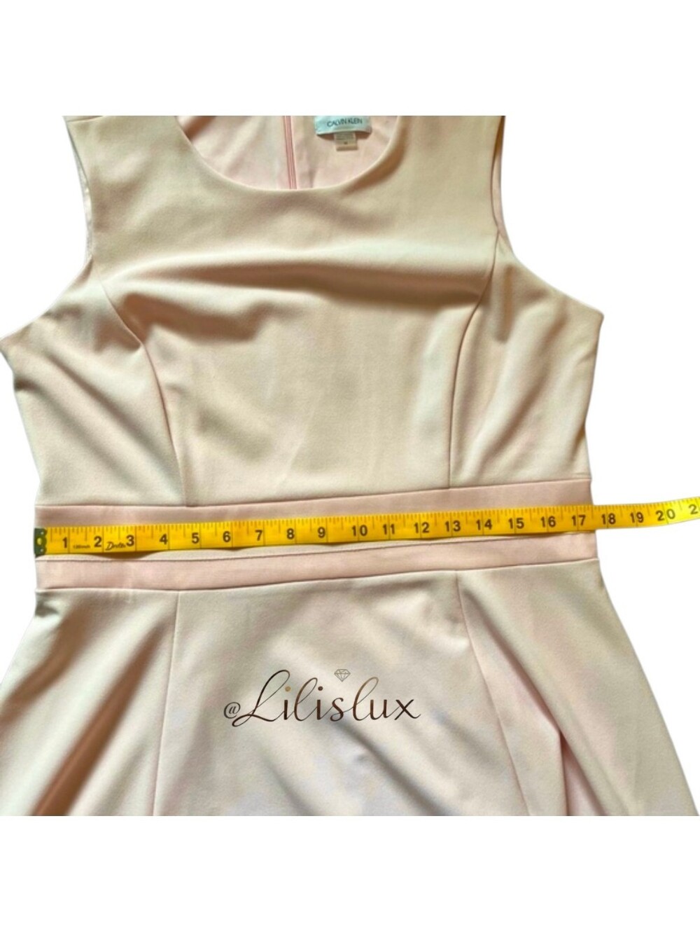 Calvin Klein Sleeveless Petal Pink Detailed Fit and Flare Dress NWT Size 14 Lg - Picture 8 of 10